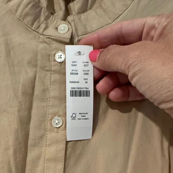 J. Crew Tan Blouse with Ruffle Sleeves - Picture 2 of 2